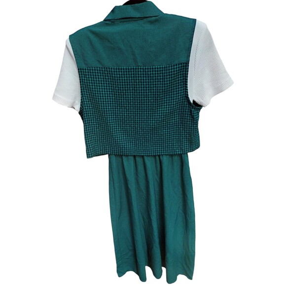 Miss Dorby Vintage Vest Top Dress Gingham Adorable Green Size 10p - Picture 8 of 11